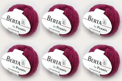 Imagen del producto de 6 ovillos de hilo para tejer "Berta" de Permin, compuesto de lana y algodón, certificado , color lila (12)
