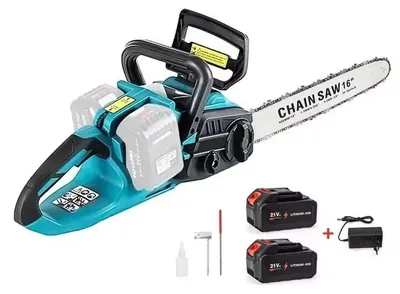 Produktbild von Akku-Kettensäge - Kabellose Motorsäge - 3500 W - 40,6 cm Schwert - Bürstenloser Motor - Automatische Kettenschmierung - Werkzeuglose Kettenspannung - 2 Akkus