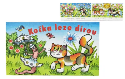 Image de Knížka Leporelo Kočka leze dírou 16x9cm CZ text