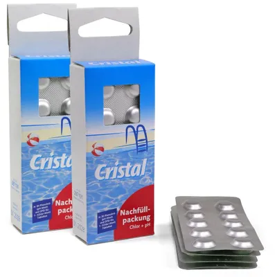 Produktbild von CRISTAL 2er Pack Ersatztabletten Chlor + pH (4x 30 Stk.)