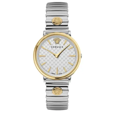 Obrázek produktu pro Versace VE8104922 V-Circle Lady dámské hodinky z nerezové oceli, bílé stříbrné zlato NEW
