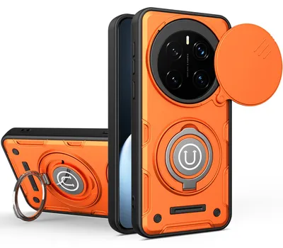 Produktbild von Magnetische Handyhülle für Honor Magic7 Pro mit Kameraschutz Schieber, Ringhalter und Ständer, Stoßfeste Hülle Orange