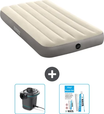 Produktbild von Intex Luftbett – 1 Person – 99 x 191 x 25 cm – Beige – im Lieferumfang enthalten Pumpe en Reperaturset
