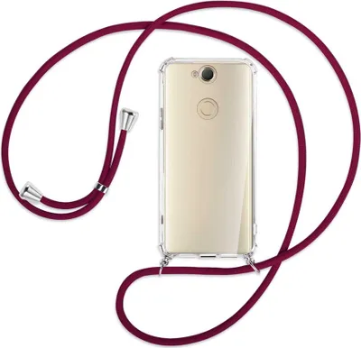 Produktbild von Handykette Backcover-Schutzhülle mit Band (Metall silberfarben) für Sony Xperia XA2 Plus - dunkelrot