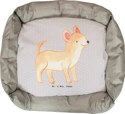 Produktbild von Mr. & Mrs. Panda Hundekörbchen Chihuahua Lebensretter - Grau Pastell - Geschenk, Hundesofa, Welpen, Muttertag, Ostern, Valentinstag, Hund