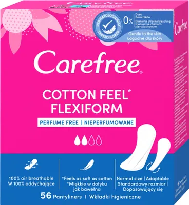 Obrázek produktu pro Carefree Bavlna Feel Flexiform Wkładki higieniczne nieperfumowane, 56 sztuk