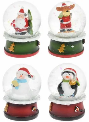 Image de Boule d'eau avec figurine de Noël, 4,5cm