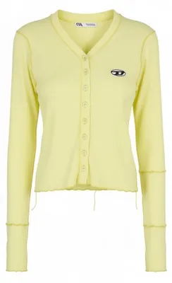 Produktbild von Diesel T-ribby-open Damen-T-Shirt, gelb, gerippt, geknöpft, kurz geschnitten
