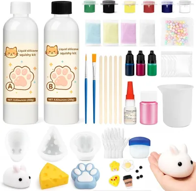 Productafbeelding van 1dfaul vloeibare siliconen squishy maakset - 17.6oz squishy gel maak je eigen squishies - Geen bubbels en snel hardend