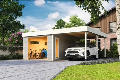 Produktbild von Lasita Maja Gartenhaus / Gerätehaus / Garage Bahamas Lichtgrau - Neu!, Farbe:lichtgrau, Dachform:Pultdach