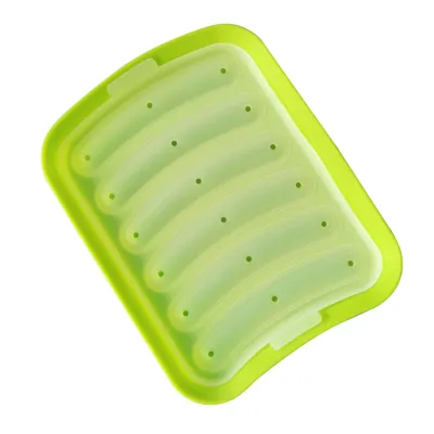 Produktbild von Wurstform bequemer Auspuff -Lebensmittelqualität Einfach zu freizusagen verdickte gesunde Backen Silikonwurstform mit Deckel Baby Supplement Food Tool-Grün