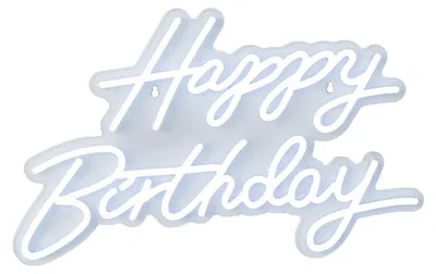 Zdjęcie produktu dla Tabliczka LED Relaxdays, „Happy Birthday”, świecąca dekoracja urodzinowa, wys. x szer.: 28 x 40 cm, do zawieszenia, kabel USB, białe światło