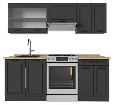 Produktbild von Küchenzeile Vicco R-Line Anthrazit Landhaus/Anthrazit 200 cm ohne Arbeitsplatte, Model 53300