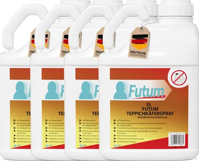 Produktbild von FUTUM 4x5L Teppichkäferspray, biozidfreies Käfer Spray, Insektenabwehr, gegen Käfer, Anti Insekten, Insekten Vernichter, Insektenschutz