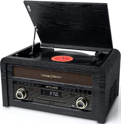 Produktbild von Muse MT-115 W, Schwarz, Gold, 33,45,78 RPM, Drehregler, FM, CD, CD-R, CD-RW, J-förmiger Tonarm