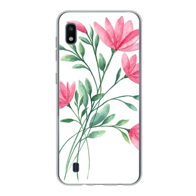 Produktbild von MuchoWow® Handyhülle Schutzhülle Hülle für Samsung Galaxy A10 Blumen - Aquarell - Rosa Silikon Softcase Handy Hülle - Schutzhülle