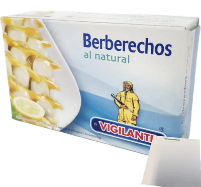 Produktbild von Vigilante Herzmuscheln Natur Berberechos al natural (115g Dose) + usy Block