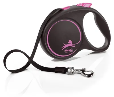 Produktbild von Flexi® Black Design L Gurt 5 m schwarz/pink Roll-Leine bis 50 kg