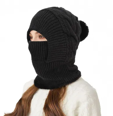Immagine prodotto di Cappuccio termico da donna, in pile antivento, balaclava, maschera da sci, protezione per il viso, colore nero, taglia unica