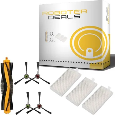 Image de Kit d'accessoires pour les robots aspirateurs Ecovacs Deebot R96 et R98 (compatible avec le modèle DR98-KTA) - 1 filtre HEPA, 3 filtres, 4 brosses latérales