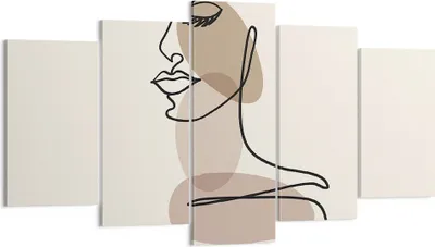 Produktbild von Bild auf Leinwand - Leinwandbild - 5 Teile - Zeichnung einzeilig Frau - 160x85cm - Wand Bild - Wanddeko - Wandbilder - Leinwanddruck - Bilder - Wanddekoration - Leinwand bilder - EA160x85-4612