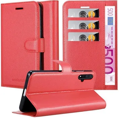 Produktbild von Cadorabo Hülle für Huawei NOVA 5 / 5 PRO Schutz Hülle in Rot Handyhülle Etui Case Cover Magnetverschluss