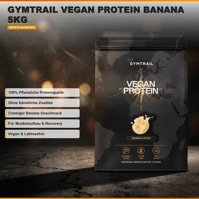 Produktbild von GYMTRAIL® Veganes Eiweißpulver aus Erbsenprotein 500g | Pflanzliches Proteinpulver mit essenziellen Aminosäuren | Ohne Soja und Süßungsmittel mit Birkenzucker | White Chocolate