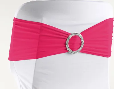 Produktbild von Stuhlschleifen Stretch, Pink - elastische Schleifenbänder mit Schnalle