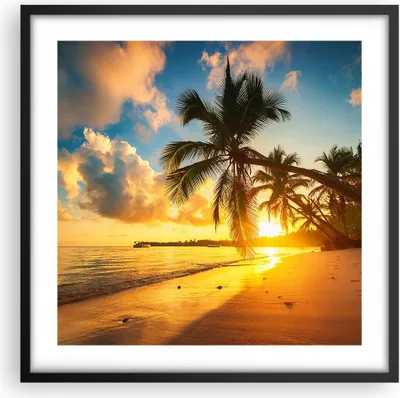 Produktbild von Gerahmtes Poster - Schwarzer Rahmen - Meer Strand Palme - 50x50 cm - Wand Bild - Wanddeko - Wandbilder - Kunstposter - Wandposter - Bilderrahmen - Bilder - Kunstdruck - Wandbild - P2BAC50x50-3922