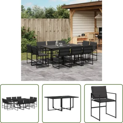 Produktbild von The Living Store 11-tlg. Garten-Essgruppe mit Kissen Schwarz Textilene