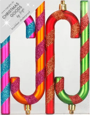 Produktbild von Christbaumschmuck Zuckerstangen 14cm Kunststoff 4er Set - Mille Fiori