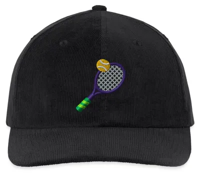 Produktbild von Spreadshirt Stickerei Tennisschläger Bestickte Cord Cap, One size, Schwarz
