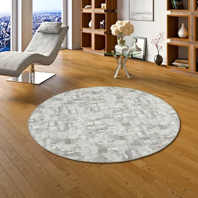 Produktbild von Feinschlingen Velour Teppich Strong Hellgrau Trend Rund, Größe:200 cm Rund