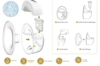 Produktbild von Elektrische Milchpumpe - Freihändige Milchpumpe - 5 Modi - 15 Stufen - BPA-frei - Leise - EU-Stecker - Weiß