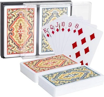 Produktbild von Famanu Spielkarten 2 Decks wasserdichte professionelle Plastik Pokerkarten - Luxus Kartenspiele für Texas Holdem Poker