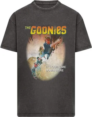 Image de T-shirt pour hommes Mr. Tee, collection "The Goonies", modèle "Our Time", effet délavé acidulé, couleur noire - taille 4XL