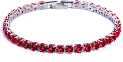 Produktbild von Schickes Armband mit Strass, zart, exquisit, mehrfarbig, glitzernd, hinreißendes Tennis-Armband, Damen-Handgelenkschmuck für Damen-Rot