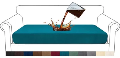 Produktbild von Sitzkissenbezug für Couch 3 Sitzer Blaugrün Wasserdicht Jacquard Stretch