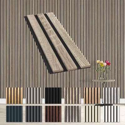 Produktbild von HEXIM Akustikpaneele Musterstück - flexible Lamellenwand Holz MDF Wandpaneele Lamellenverkleidung Wandverkleidung Innendekoration schalldämmend (Sonoma Oak - AP06 / APH06 Musterstück)