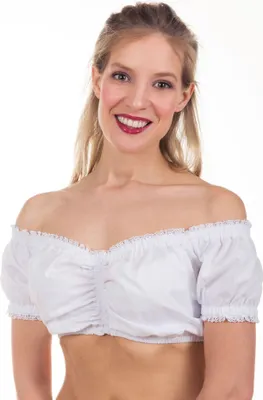 Produktbild von Dirndlbluse Irina Carmen-Stil schulterfrei Größe 40 mit Gummizug unter der Brust