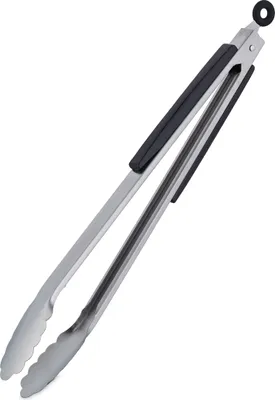 Immagine prodotto di Pinze da barbecue Relaxdays, acciaio inossidabile, manico in legno, pinze da cucina lunghe per barbecue e cucina, 38 cm, pinze da cottura con occhiello, argento/nero