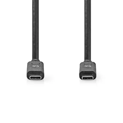 Produktbild von Nedis USB-Kabel - USB 3.2 Gen 2 - USB-C Stecker - USB-C Stecker - 100 W - 4K@60Hz - 10 Gbps - Vernickelt - 1.00 m - Rund - PVC - Schwarz - Box