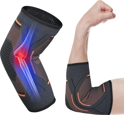 Immagine prodotto di ACWOO Fascia per gomito a compressione traspirante Supporto per gomito arancione L