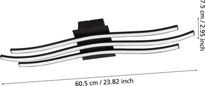 Image de Eglo 99321 RONCADE 1 LED Plafonnier 21W 650x130mm noir blanc blanc chaud