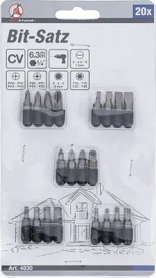Productafbeelding van Bitset 20-delig 1/4" (6,3 mm) - Set Schroevendraaier Bits