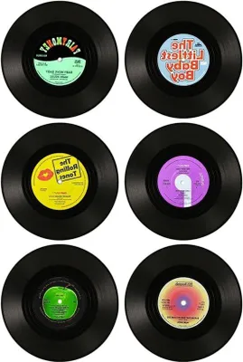 Immagine prodotto di Set di 6 sottobicchieri neri in vinile, tappetini antiscivolo con proprietà isolanti, ideali per tè e caffè, perfetti come decorazione per il tavolino