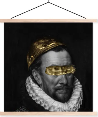 Produktbild von MuchoWow® Textilposter Wilhelm von Oranien - Kunst - Gemälde 60x60 cm mit holzfarbenen Rahmen - Wanddekoration