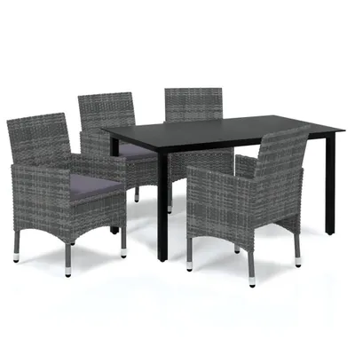 Produktbild von vidaXL 5-tlg. Garten-Essgruppe mit Kissen Poly Rattan Grau