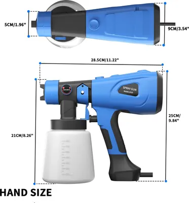 Immagine prodotto di Pistola a spruzzo airless elettrica - Modello manuale - Serbatoio da 1000 ml - Portata 800 ml/min - Ugelli da 1,5/2,5/3 mm - 3 tipi di spruzzo - Blu