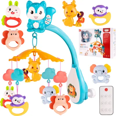 Produktbild von MalPlay baby mobile z projektorem i pilotem | grzechotki | muzyka | 3 tryby | motyw zwierzęcy | dla dzieci od urodzenia